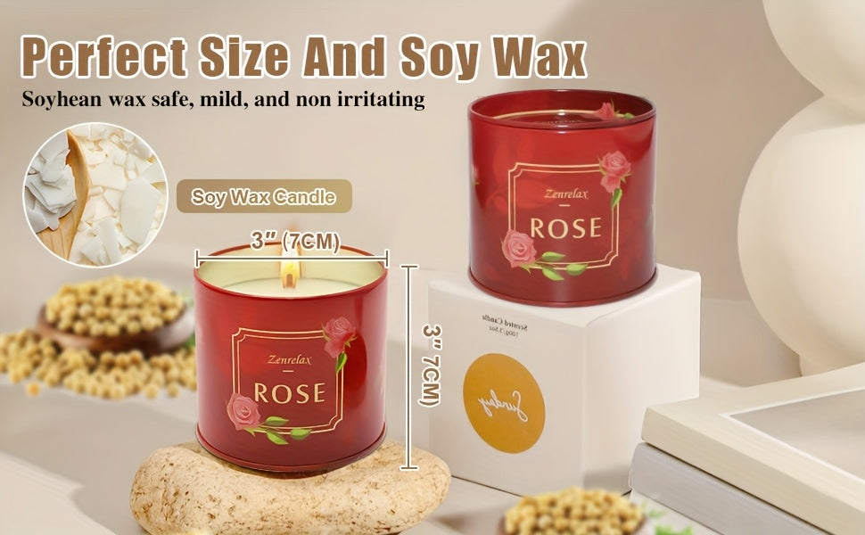 Scented Candles Gift Sets For Women, 4 Pack Natural Soy Candles For Home Scented, Rose Jar Candle, Gift For Mother'S Day, Birthday, Valentine's, Anniversary