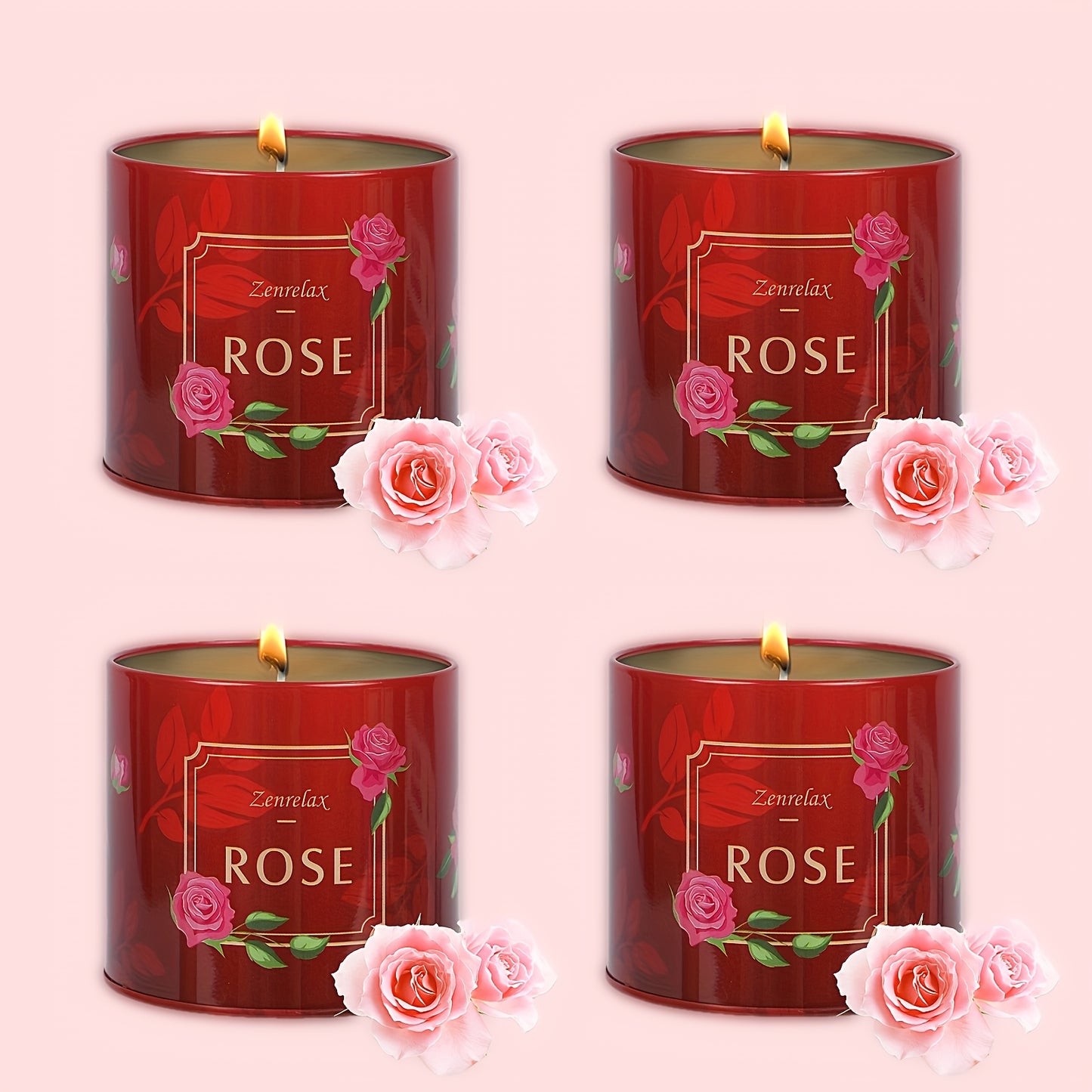 Scented Candles Gift Sets For Women, 4 Pack Natural Soy Candles For Home Scented, Rose Jar Candle, Gift For Mother'S Day, Birthday, Valentine's, Anniversary