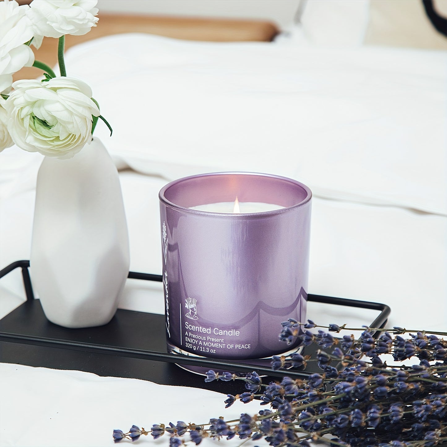 11.3 oz Up to 70 Hours Burn Natural Soy Wax Aromatherapy Candles for Home Scented (Lavender)