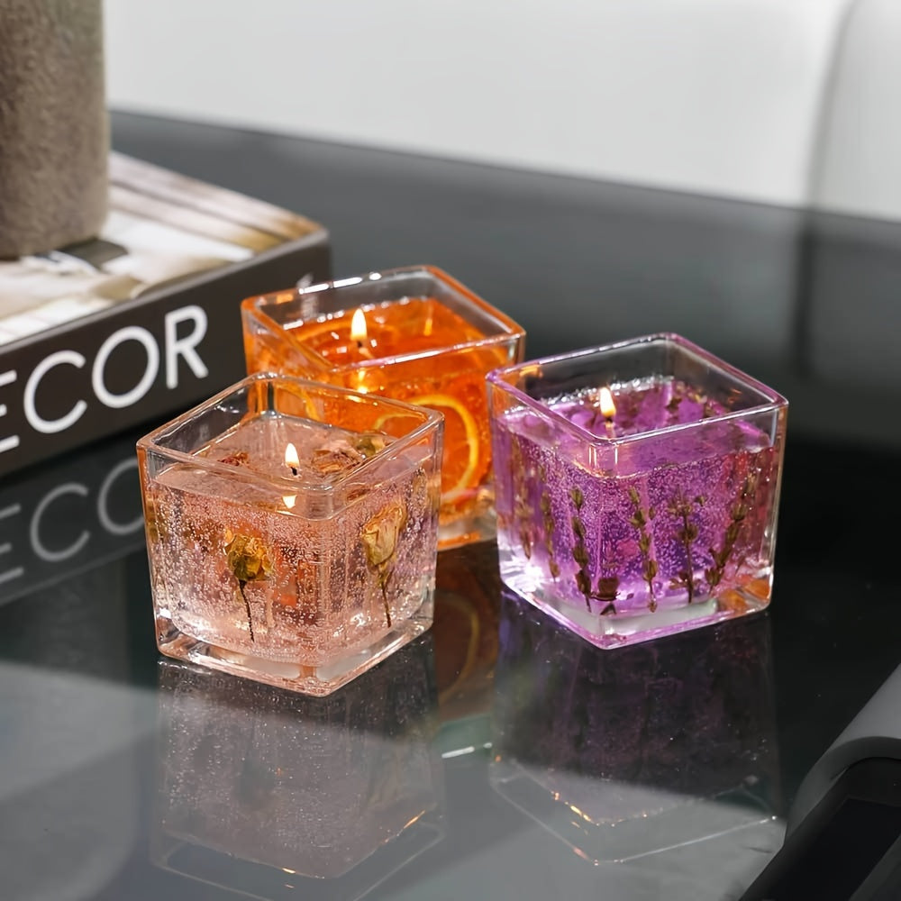 550G Classic Generous Bottle Advanced Floral Candles, True Flower Inlay, Lavender/Rose/Orange Scented, Fragrance, Family Perfume Essential, Perfect Birthday Gift