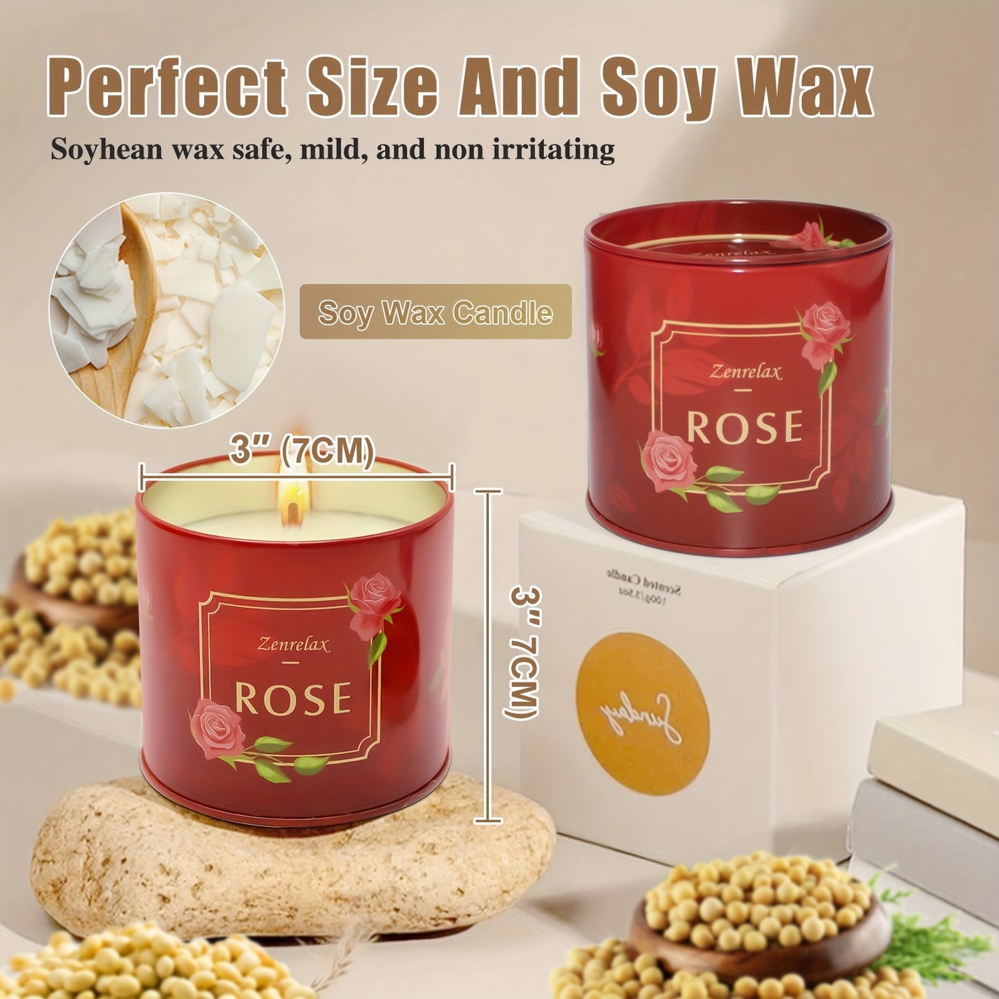 Scented Candles Gift Sets For Women, 4 Pack Natural Soy Candles For Home Scented, Rose Jar Candle, Gift For Mother'S Day, Birthday, Valentine's, Anniversary