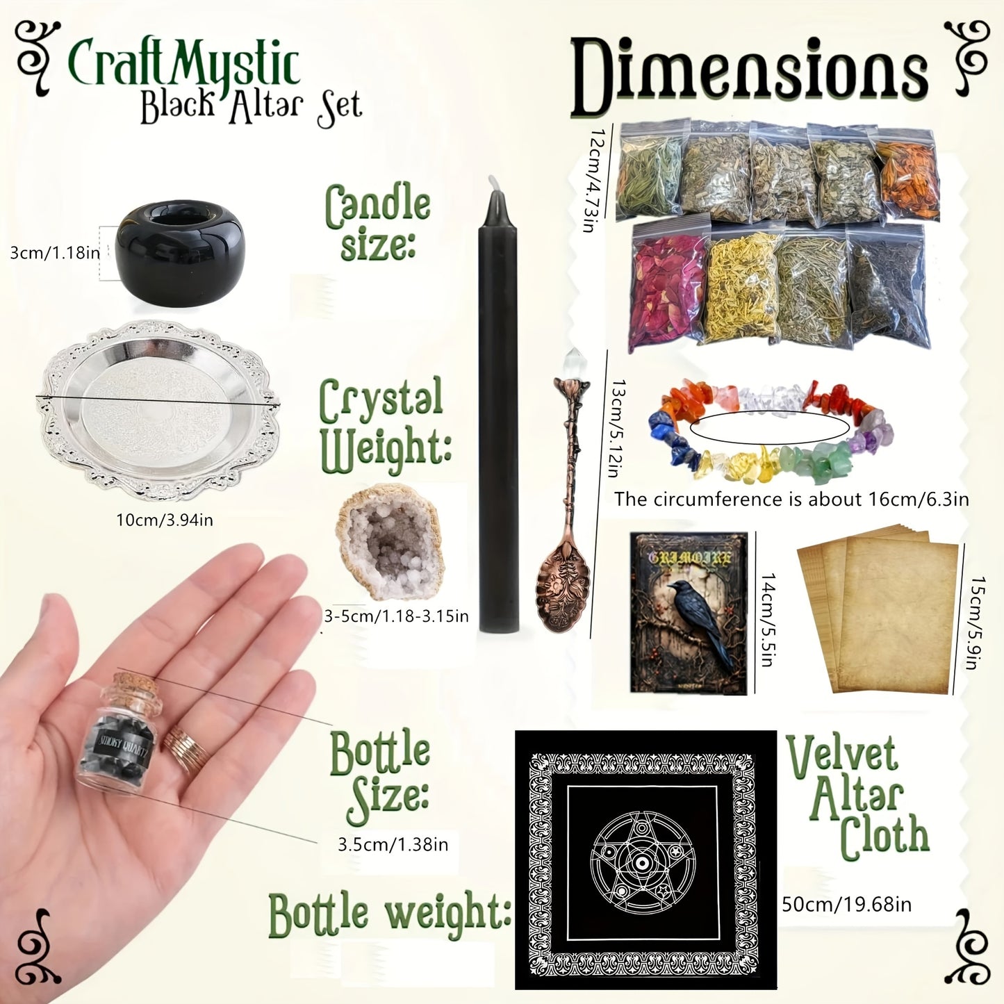 Witchcraft Supplies Wiccan Tools for Beginners - 62 Set Witchy Gifts Starter Kit Box - Crystals for Witchcraft Spell Jars Candles - Spiritual Altar Witch Stuff for Pagan Gothic Room Decor