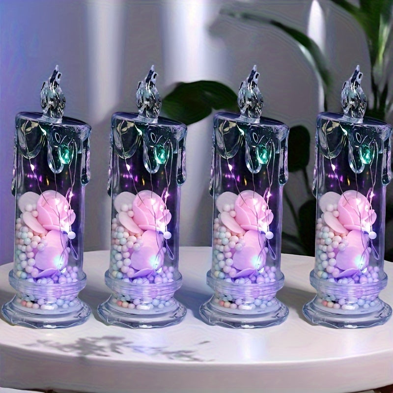 8 Pack Glowing Flameless Candles, Simulated Electronic Candle Lights, Romantic Lighted Candles, Perfect for Family Gatherings, Candlelight Dinners, Weddings, Birthdays, Bedroom Decorations, Halloween And Christmas Gifts, Part