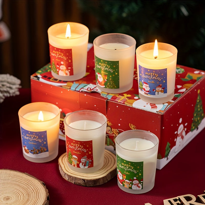 6-Pack Christmas Candles, Scented Soy Wax Aromatherapy Jar Candles, Round with Sparkle, Single Wick, for Home Decor, Bath, Yoga, Perfect Christmas Thanksgiving Gift for Men & Women