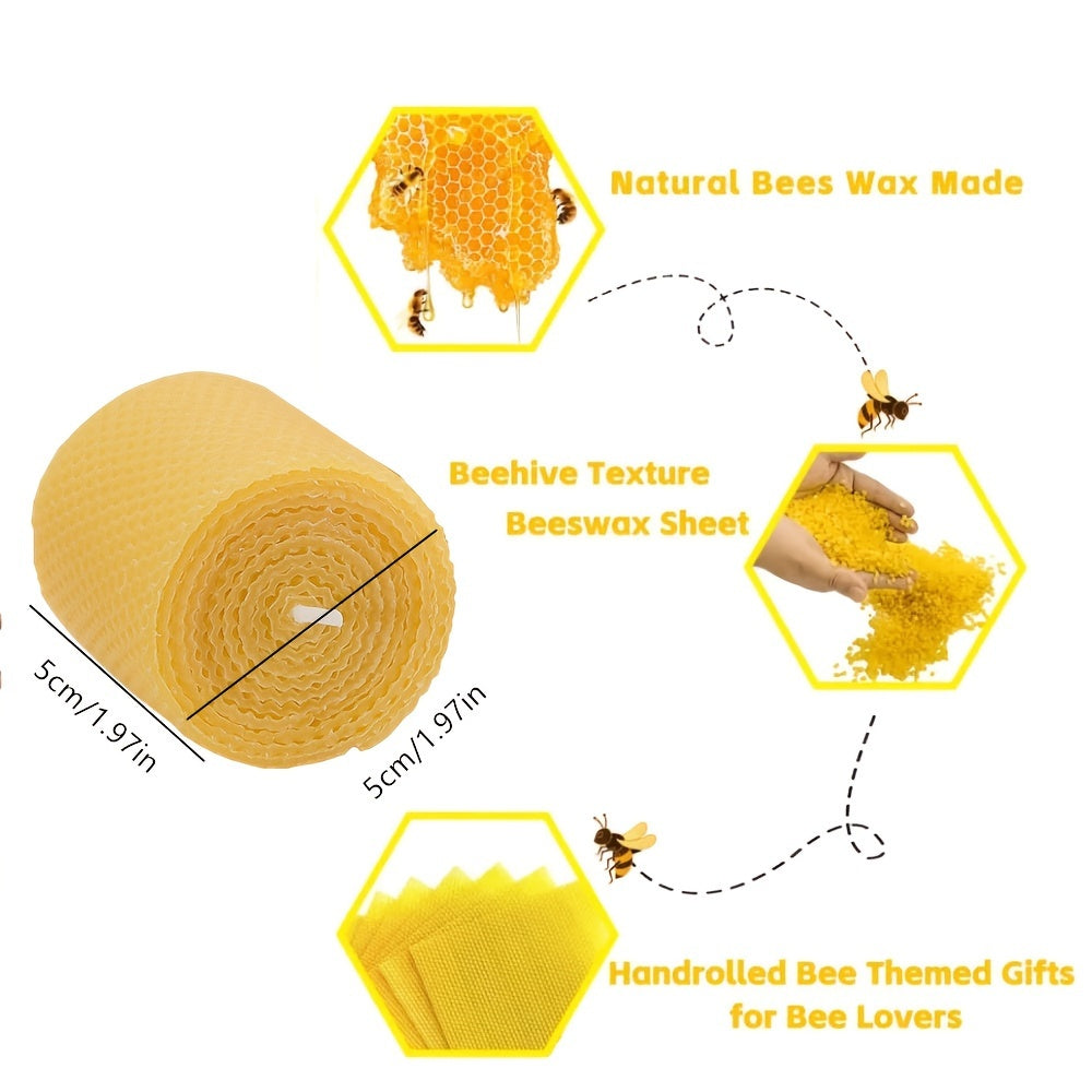 1.97*1.97inch cm rolled unscented beeswax candles, pillar candles 4/6/8pcs set, pastoral style, suitable for weddings, parties, dinners, Christmas and home decoration, yellow