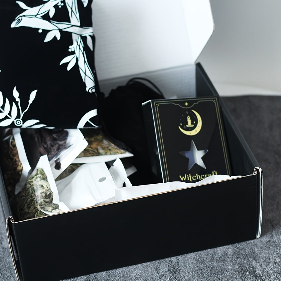 49pcs Witchcraft Starter Kit - Complete Ritual Set with Aromatic Candles, Natural Crystal 7 Chakra, Jars, Herbs, Guided Spells And Essential Tools for Creating A Sacred Witch Altar - Ideal for Beginners And Seasoned Practitio