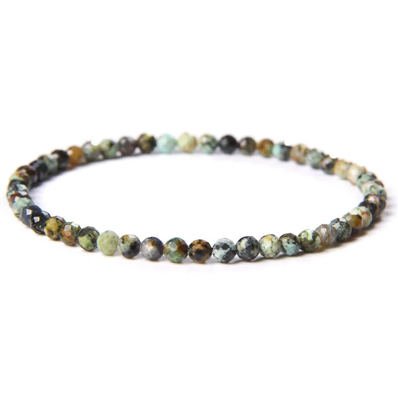 Minimalist Healing 4mm Tiny crystal stone Beads Bracelets Unisex Natural Charoite Obsidian lapis lazuli Zircon Elastic bracelets
