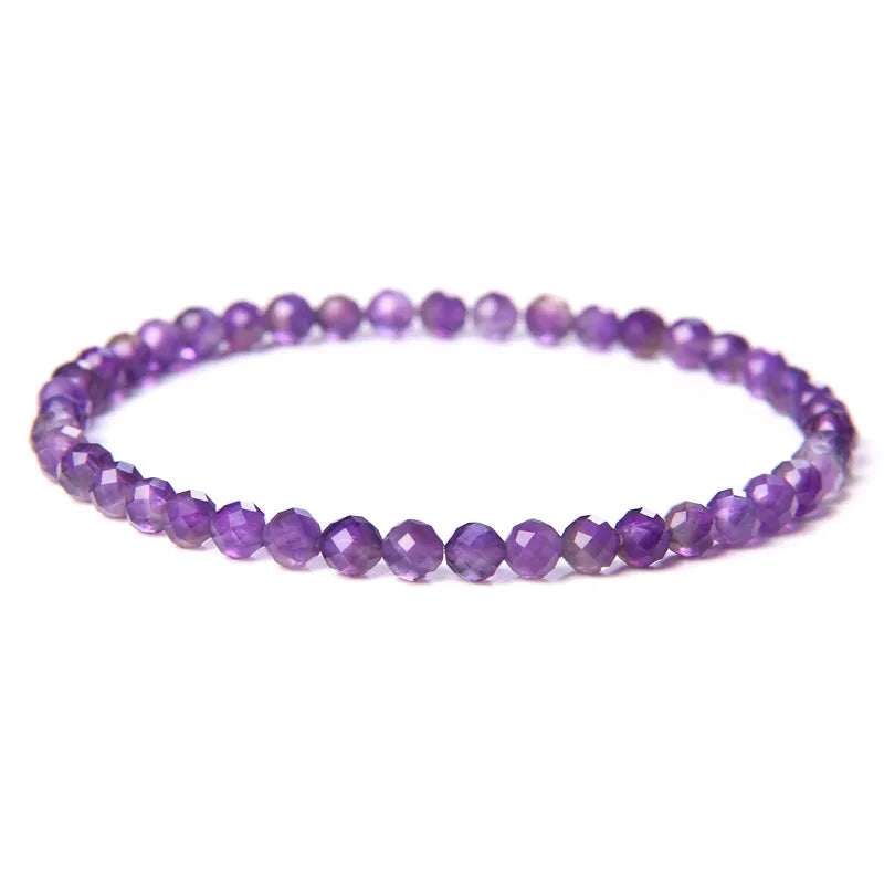 Minimalist Healing 4mm Tiny crystal stone Beads Bracelets Unisex Natural Charoite Obsidian lapis lazuli Zircon Elastic bracelets