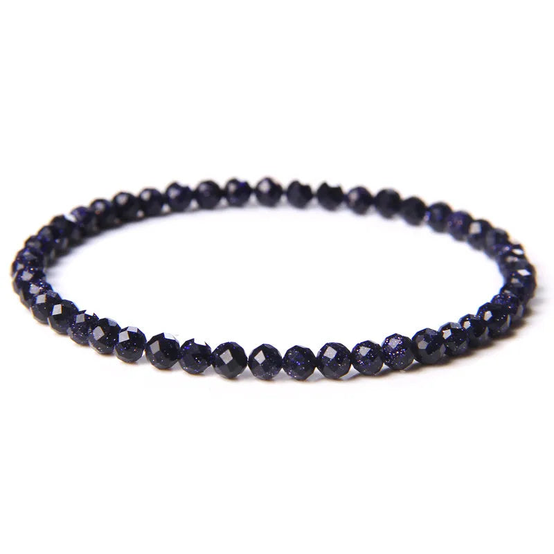 Minimalist Healing 4mm Tiny crystal stone Beads Bracelets Unisex Natural Charoite Obsidian lapis lazuli Zircon Elastic bracelets