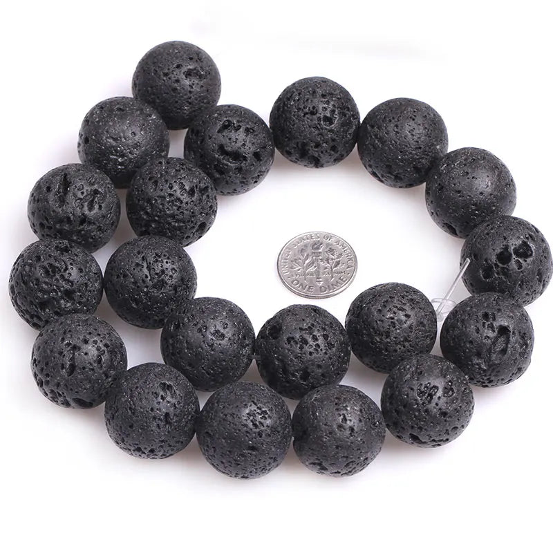 Round Black Volcanic Lava Rock Beads Fashion DIY Beads Natual Stone Beads For Jewelry Making Strand 15" Free Shipping 4mm-20mm