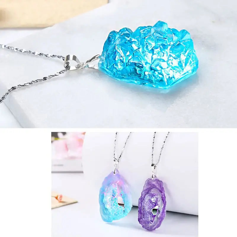 DIY Natural Stone Resin Mold Crystal Quartz Rock Cluster Druzy Gem Pendant Silicone Mold Resin Jewelry Making Tool