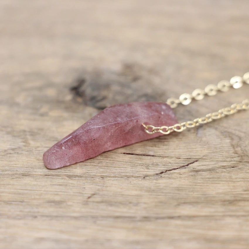 Raw Stone Silce Slab Pendants Chains,Healing Crystal Reiki Natural Smoky/Rose Quartzs Citrines Necklace Jewelry,QC3017