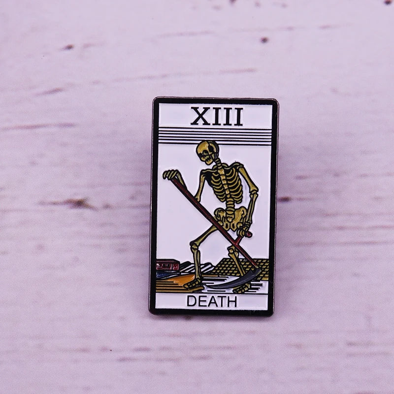 Tarot Card Enamel Pin Death Sun Moon Justice Slice Night Circus Demons Badge Witch brooch Mystical Witchcraft Divination Gift