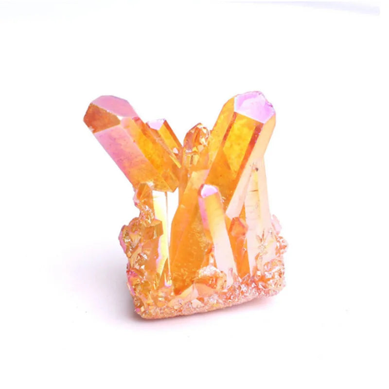 Natural Beautiful White Crystal Raw Quartz Cluster Plating Colorful Mineral Specimen Healing Ornaments