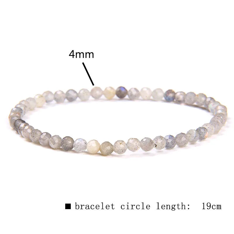 Minimalist Healing 4mm Tiny crystal stone Beads Bracelets Unisex Natural Charoite Obsidian lapis lazuli Zircon Elastic bracelets