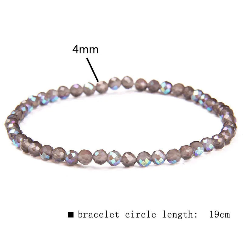 Minimalist Healing 4mm Tiny crystal stone Beads Bracelets Unisex Natural Charoite Obsidian lapis lazuli Zircon Elastic bracelets