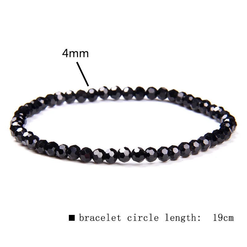 Minimalist Healing 4mm Tiny crystal stone Beads Bracelets Unisex Natural Charoite Obsidian lapis lazuli Zircon Elastic bracelets