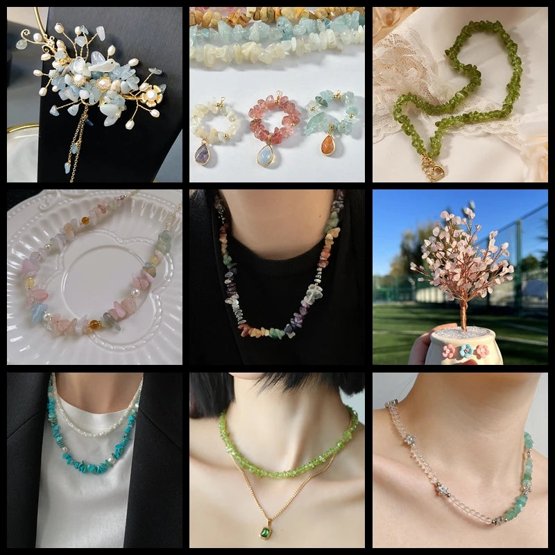 5-8MM Natural Freeform Stone Rock Chips Beads Crystal Gem Gravel Bead for Jewelry Making DIY Bracelet Necklace Earring Findings