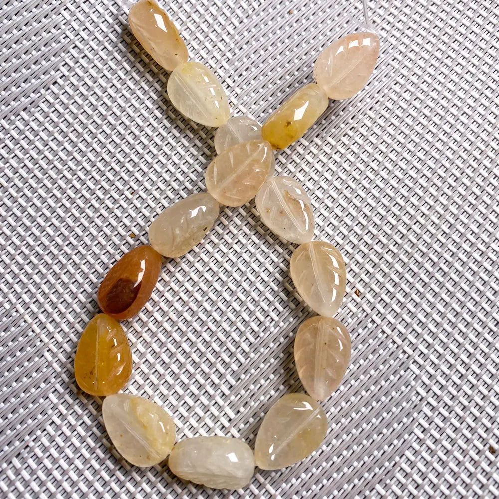 Natural Stone Beaded Semi-finished Leaf shape Crystal Loose Spacer Beads For jewelry making DIY necklace bracelet accessories