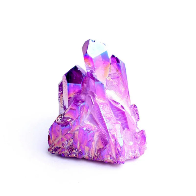 Natural Beautiful White Crystal Raw Quartz Cluster Plating Colorful Mineral Specimen Healing Ornaments