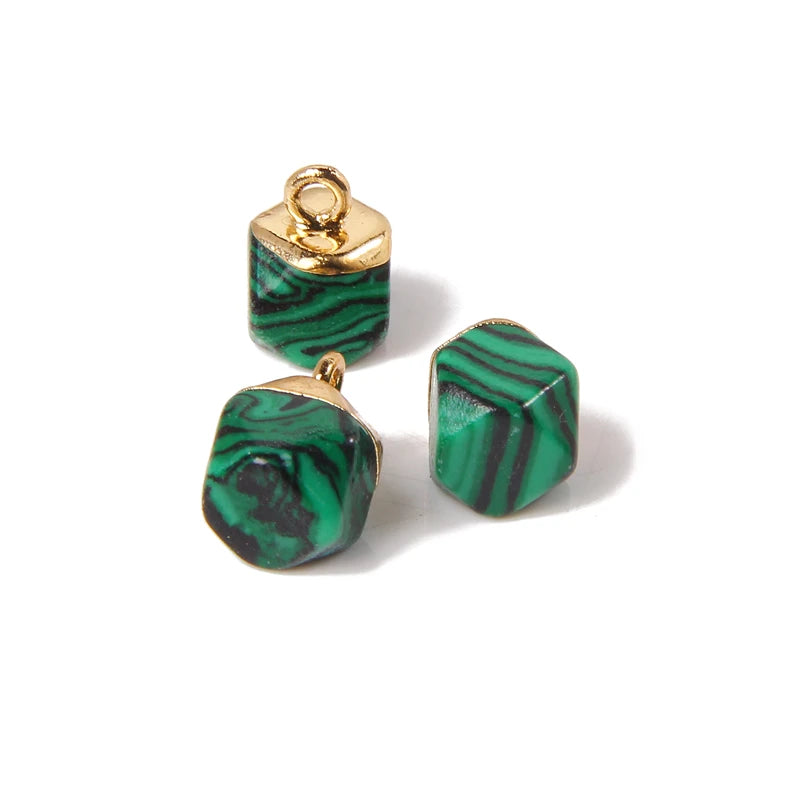 5PCS/SET Natural Stone Crystal Pendant For Earrings Necklace Charm Tiger Eye Aventurine Geometric Connector Jewelry Accessories