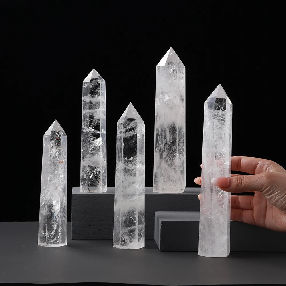 Big wand Natural Crystal Clear Quartz Transparency Quartz Point Healing Stone Hexagonal Prisms Obelisk Wand Stone Home Decor