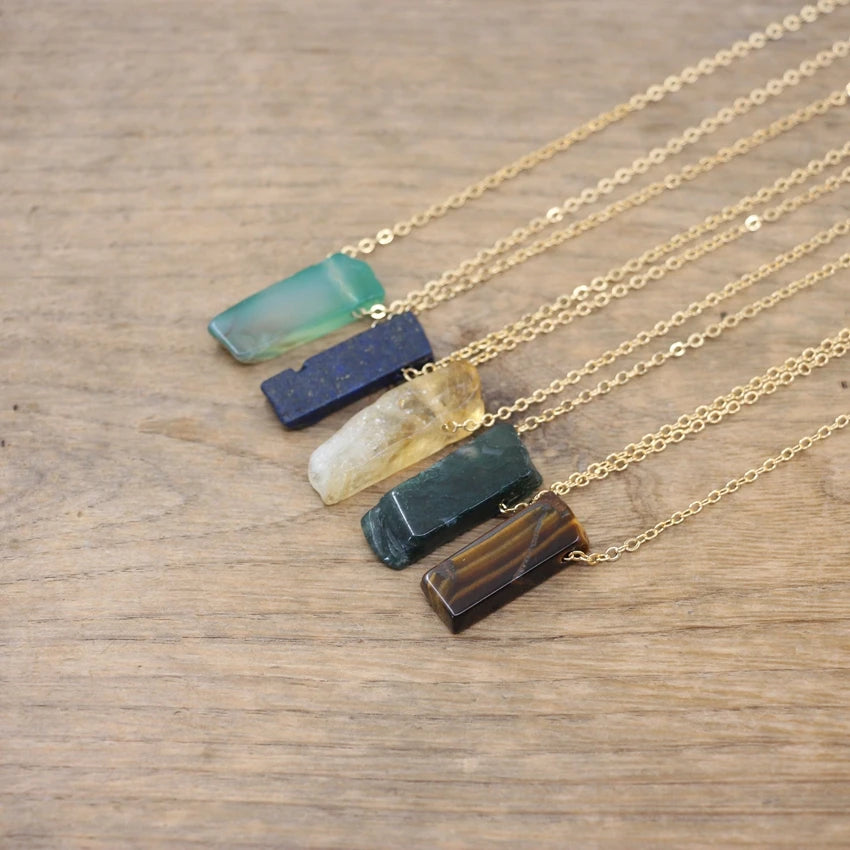 Raw Stone Silce Slab Pendants Chains,Healing Crystal Reiki Natural Smoky/Rose Quartzs Citrines Necklace Jewelry,QC3017