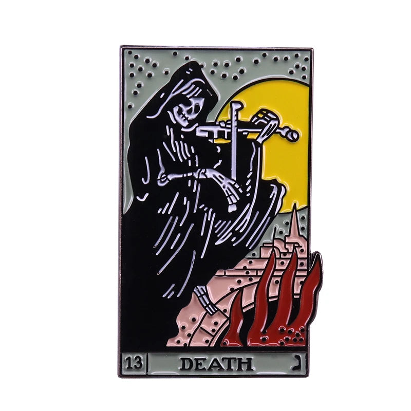 Tarot Card Enamel Pin Death Sun Moon Justice Slice Night Circus Demons Badge Witch brooch Mystical Witchcraft Divination Gift