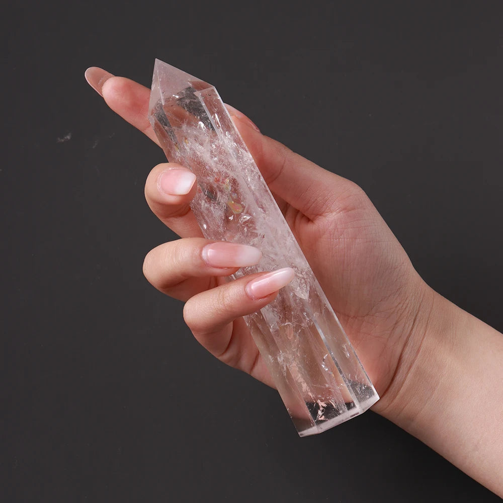 Big wand Natural Crystal Clear Quartz Transparency Quartz Point Healing Stone Hexagonal Prisms Obelisk Wand Stone Home Decor
