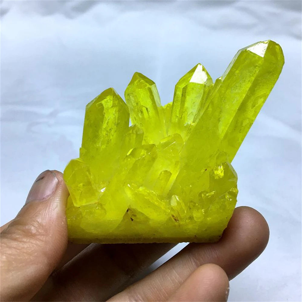 Natural Beautiful White Crystal Raw Quartz Cluster Plating Colorful Mineral Specimen Healing Ornaments