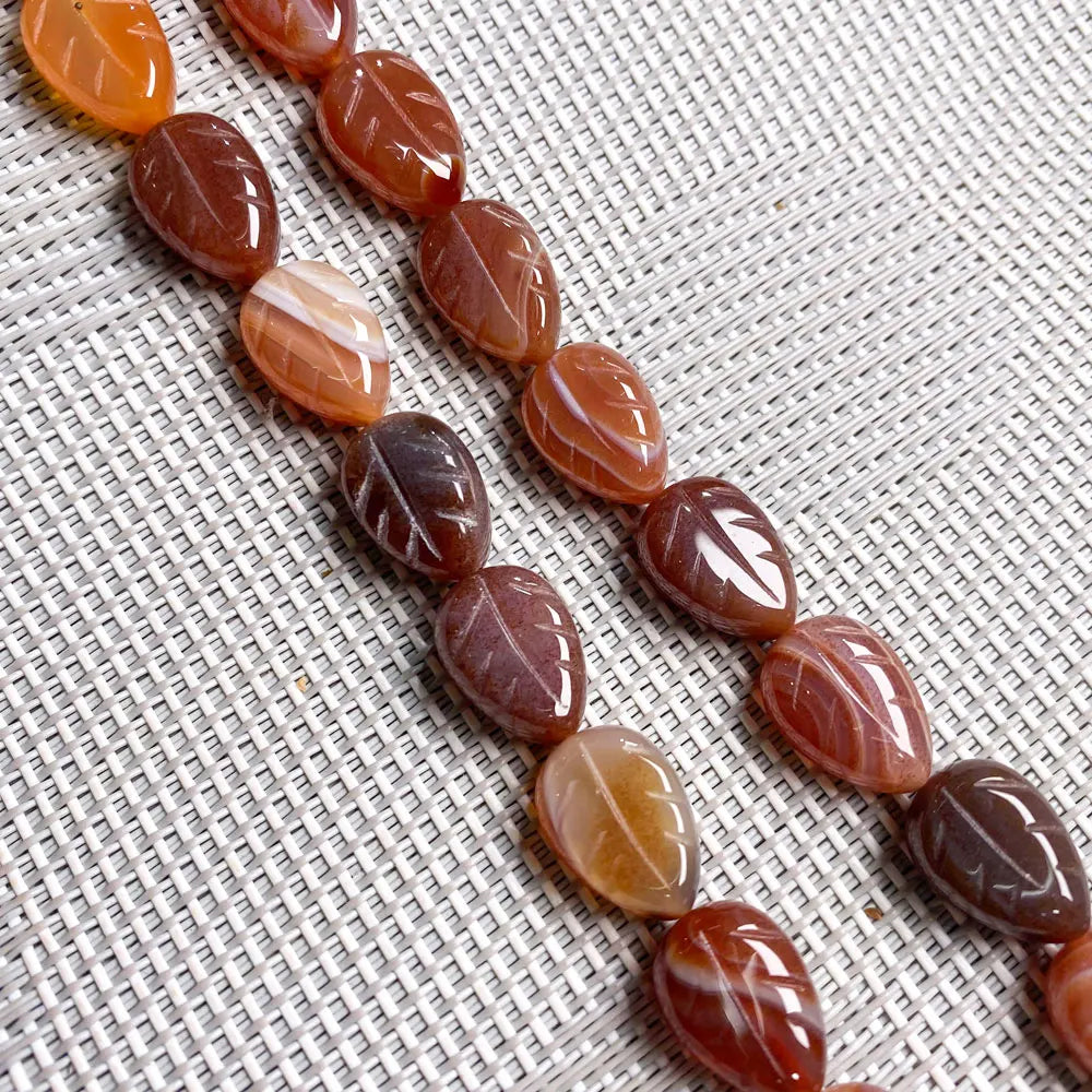 Natural Stone Beaded Semi-finished Leaf shape Crystal Loose Spacer Beads For jewelry making DIY necklace bracelet accessories