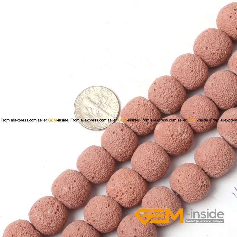 14mm Round Lava Sponge Rock Ball Bead For Jewelry Making Strand 15 inch DIY Bracelet Necklace Jewelry Making Loose Beads