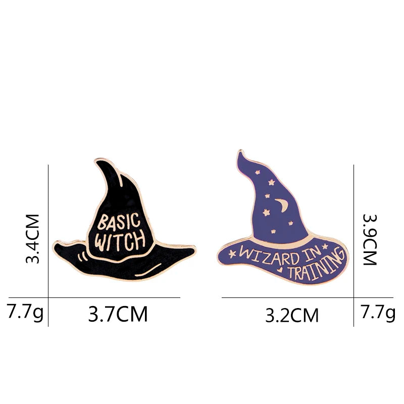 magical hat pins enamel metal brooches basic witch pin wizard in training broches women Flying cap brooch badge broche boy girl