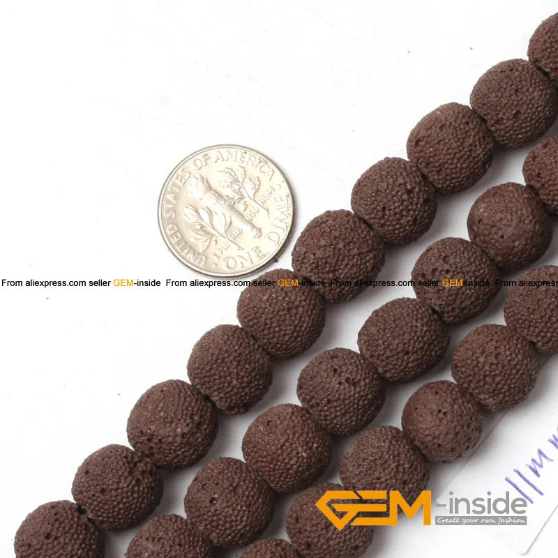 14mm Round Lava Sponge Rock Ball Bead For Jewelry Making Strand 15 inch DIY Bracelet Necklace Jewelry Making Loose Beads