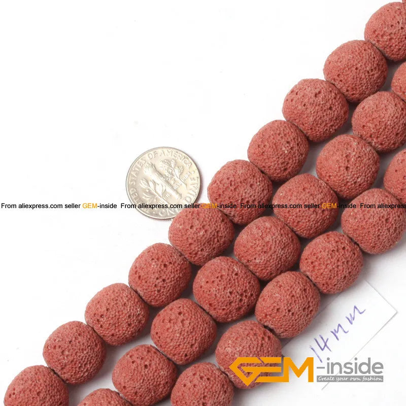 14mm Round Lava Sponge Rock Ball Bead For Jewelry Making Strand 15 inch DIY Bracelet Necklace Jewelry Making Loose Beads