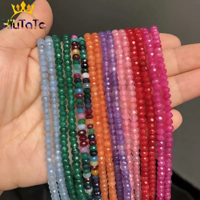 3*4mm Natural Rondelle Beads Purple Fuschia Pink Green Colorful Czech Crystal Beads For Jewelry Making DIY Bracelet Necklace 15"