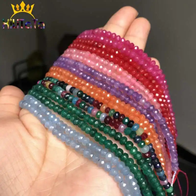 3*4mm Natural Rondelle Beads Purple Fuschia Pink Green Colorful Czech Crystal Beads For Jewelry Making DIY Bracelet Necklace 15"