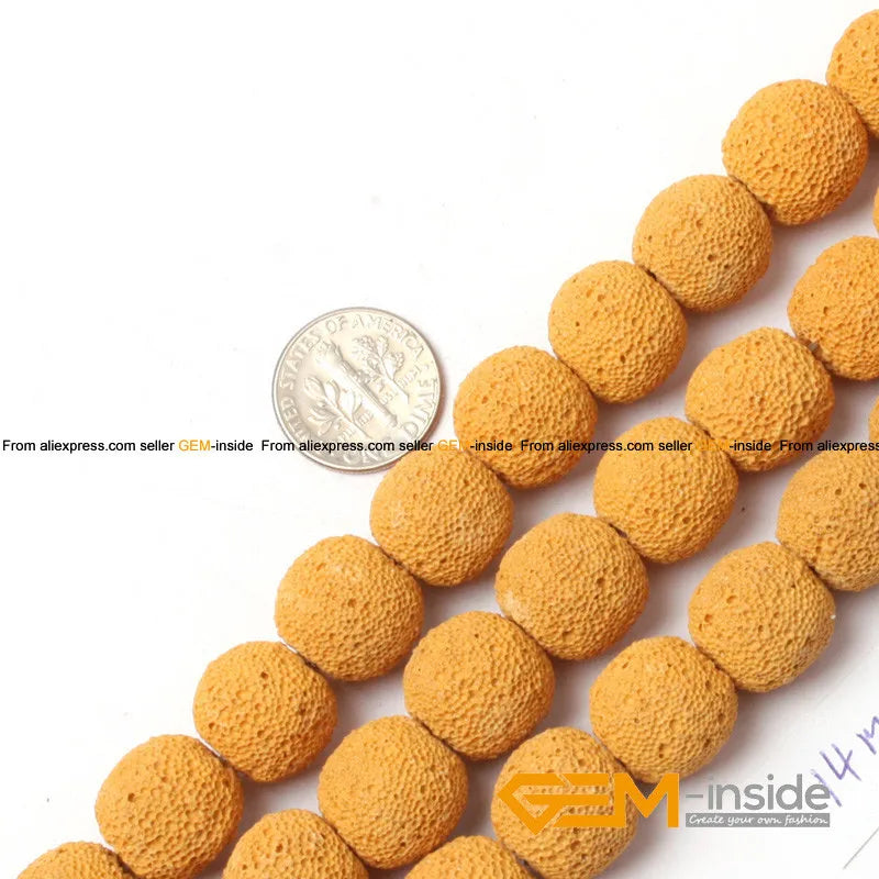 14mm Round Lava Sponge Rock Ball Bead For Jewelry Making Strand 15 inch DIY Bracelet Necklace Jewelry Making Loose Beads