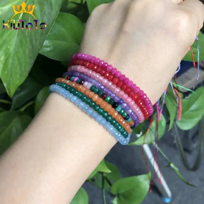 3*4mm Natural Rondelle Beads Purple Fuschia Pink Green Colorful Czech Crystal Beads For Jewelry Making DIY Bracelet Necklace 15"
