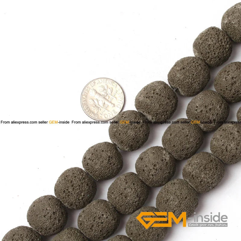 14mm Round Lava Sponge Rock Ball Bead For Jewelry Making Strand 15 inch DIY Bracelet Necklace Jewelry Making Loose Beads