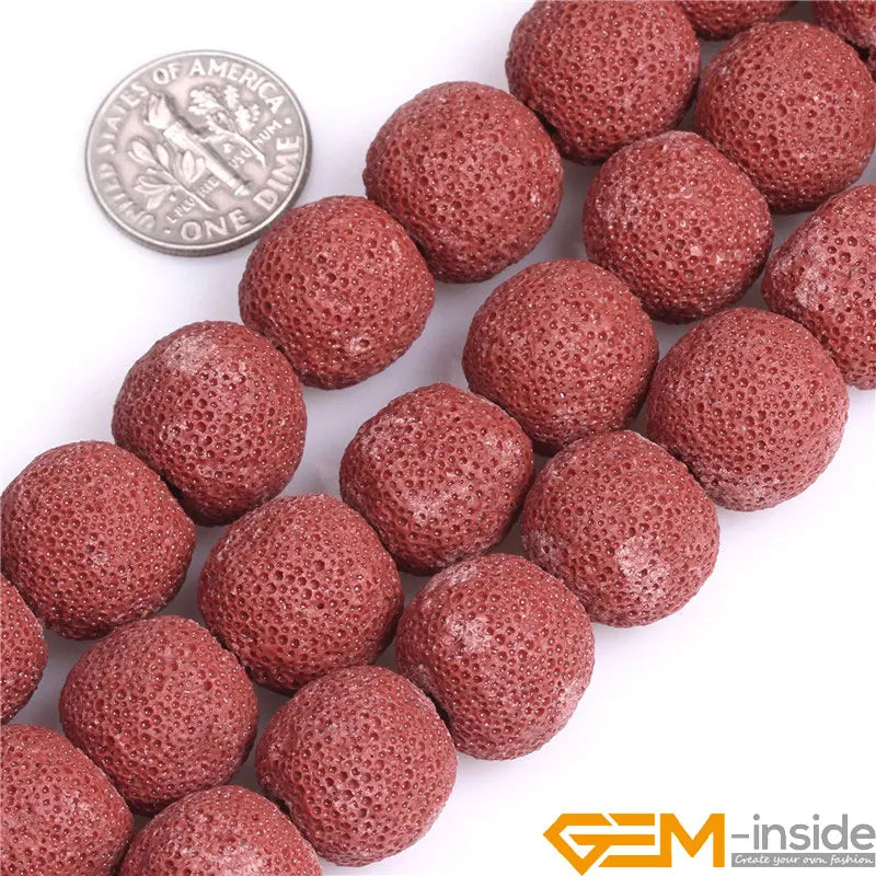 14mm Round Lava Sponge Rock Ball Bead For Jewelry Making Strand 15 inch DIY Bracelet Necklace Jewelry Making Loose Beads