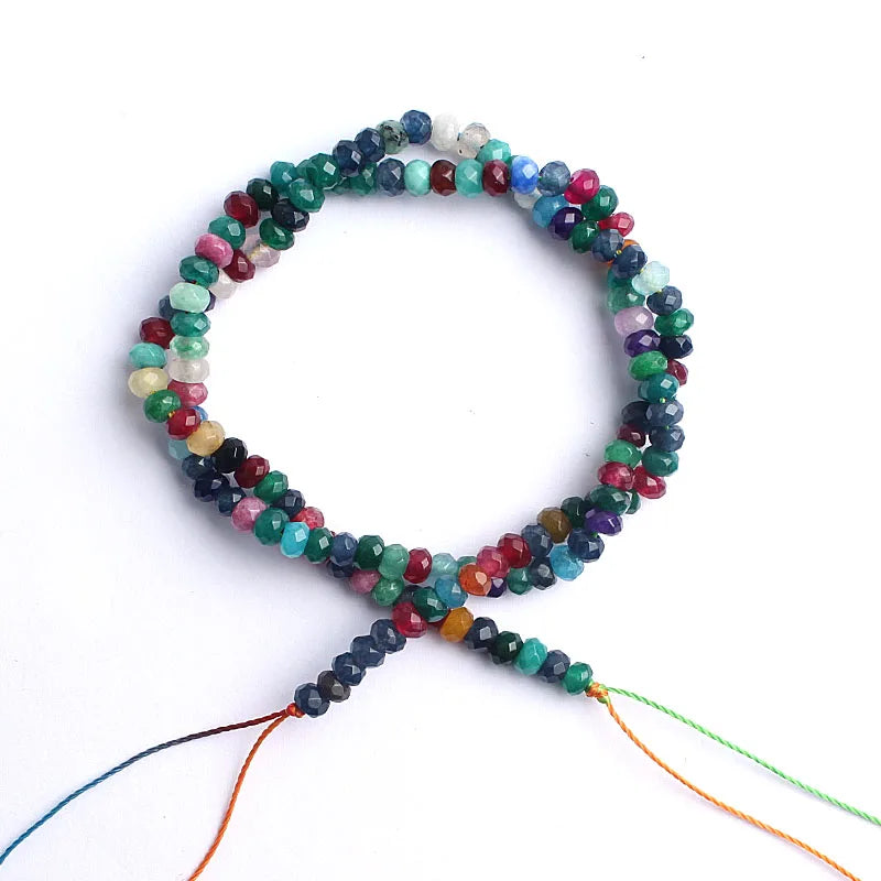 3*4mm Natural Rondelle Beads Purple Fuschia Pink Green Colorful Czech Crystal Beads For Jewelry Making DIY Bracelet Necklace 15"