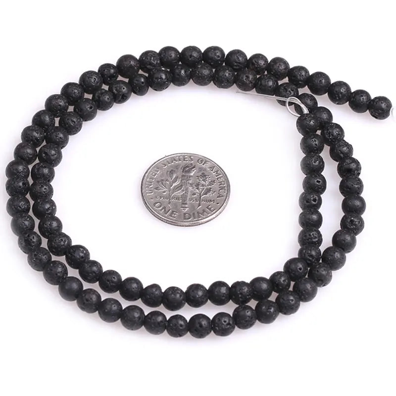 Round Black Volcanic Lava Rock Beads Fashion DIY Beads Natual Stone Beads For Jewelry Making Strand 15" Free Shipping 4mm-20mm