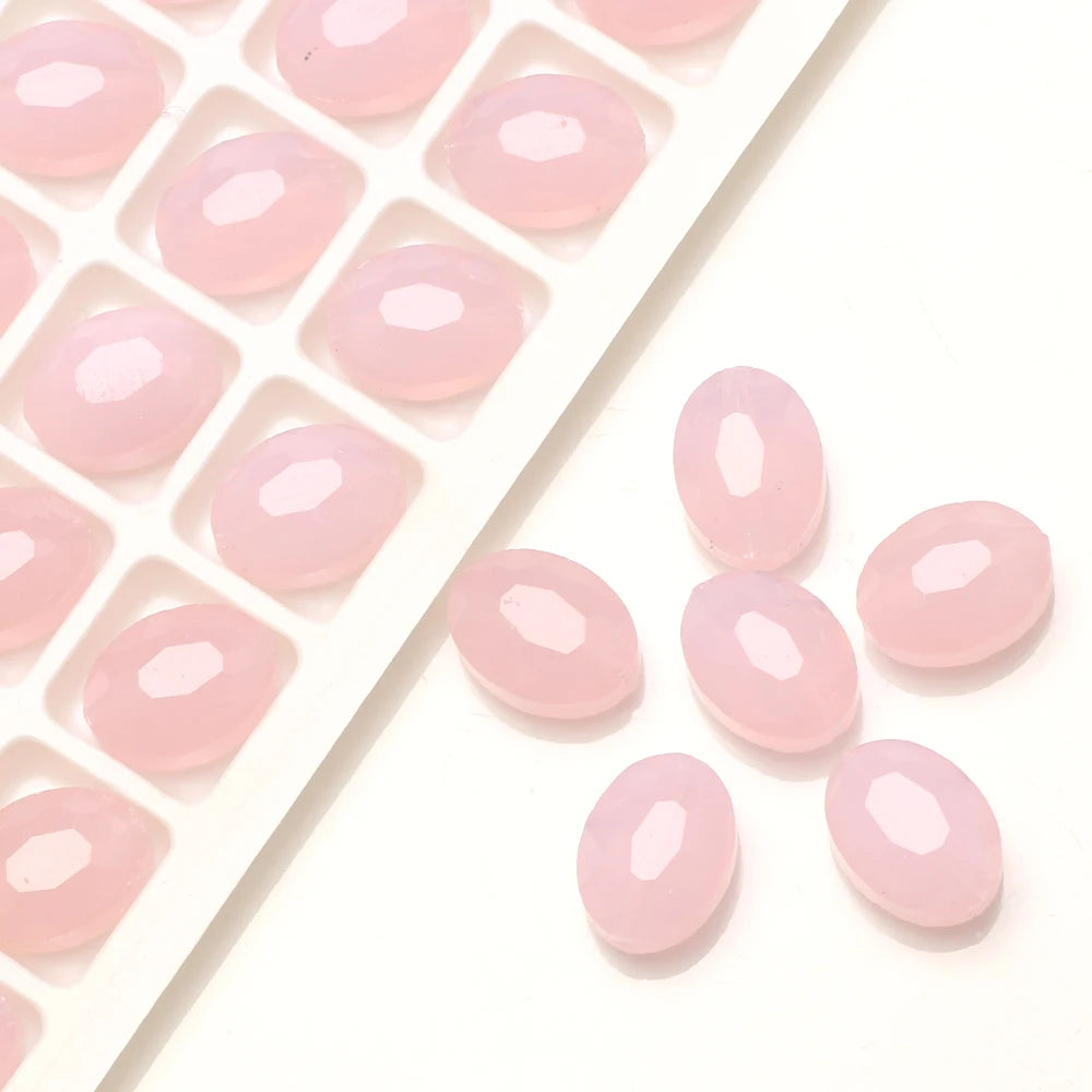 30pcs/lot Oval Glass Flat Beads Bovine Eyes-Shape 9x12mm Natural Stone Faceted Crystal Bead For Making Diy Jewelry Making