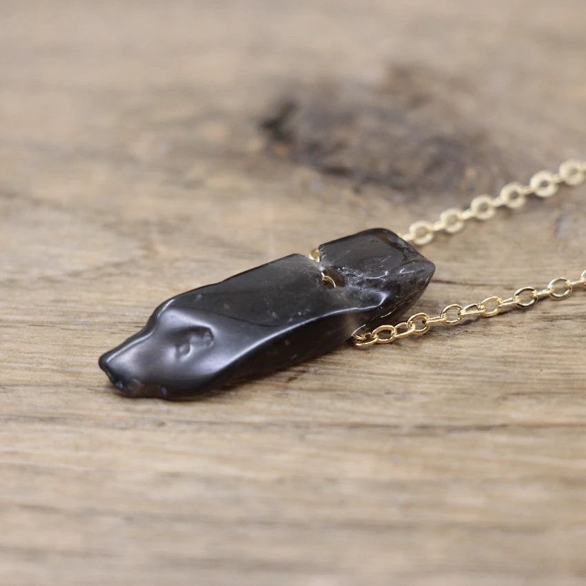 Raw Stone Silce Slab Pendants Chains,Healing Crystal Reiki Natural Smoky/Rose Quartzs Citrines Necklace Jewelry,QC3017