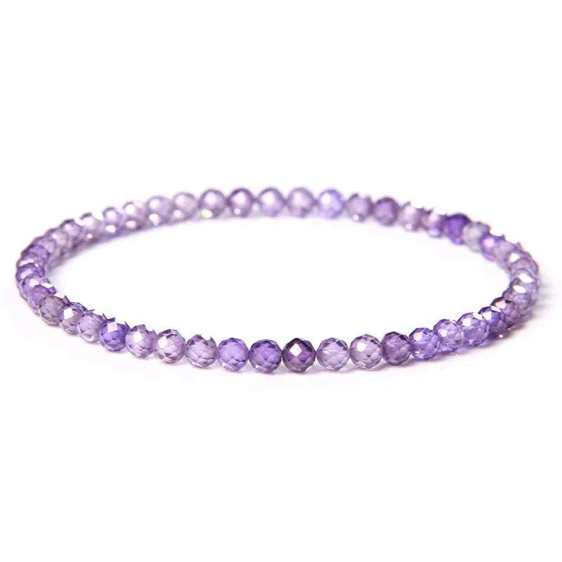 Minimalist Healing 4mm Tiny crystal stone Beads Bracelets Unisex Natural Charoite Obsidian lapis lazuli Zircon Elastic bracelets