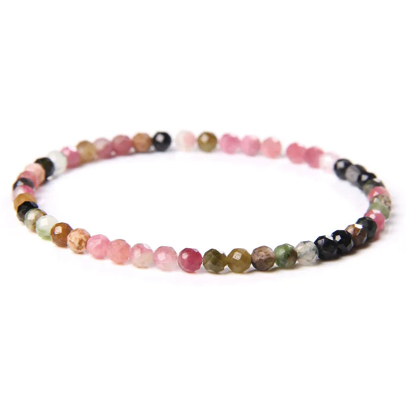Minimalist Healing 4mm Tiny crystal stone Beads Bracelets Unisex Natural Charoite Obsidian lapis lazuli Zircon Elastic bracelets
