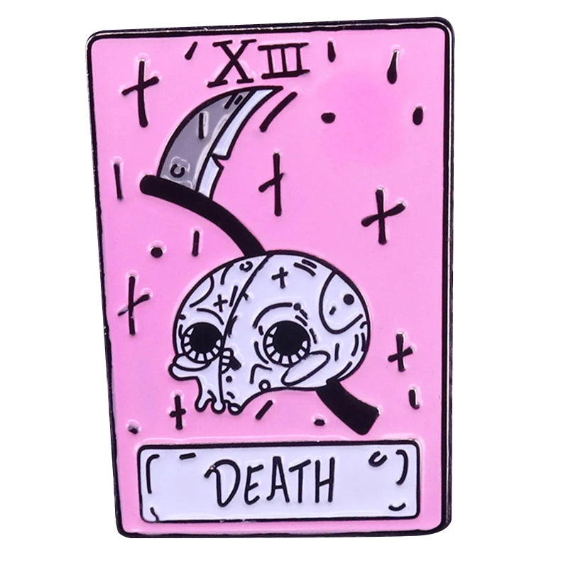 Tarot Card Enamel Pin Death Sun Moon Justice Slice Night Circus Demons Badge Witch brooch Mystical Witchcraft Divination Gift