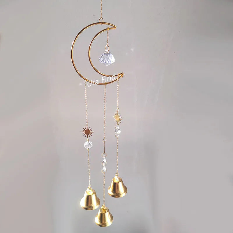 Multiple styles Witch Bells Crescent Moon Celestial Suncatcher Rainbow Maker Windows Hanging Door Hanging Banish Evil Home gift