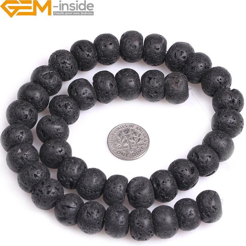 Natural Gem-Inside Square Black Lava Rock Strand 15"Beads For Jewelry Making Bracelet Necklace Diy Gifts Wholesale New